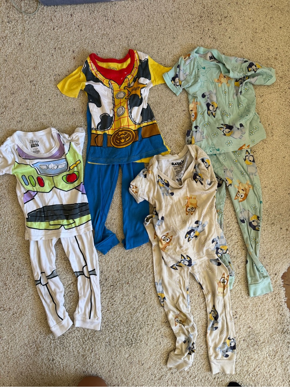 Kids Character One-Piece Pajamas - Assorted Blue, Yellow, Mint & White